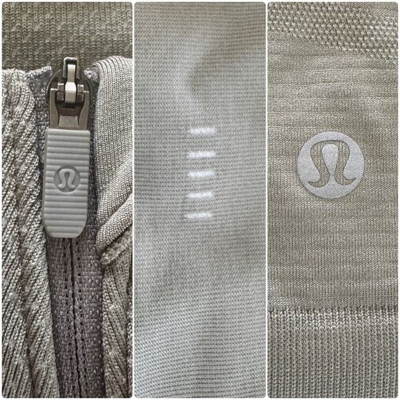 LULULEMON Swiftly Relaxed Half Zip Long Sleeve Top Size 12 Gull Grey/White - Picture 12 of 12
